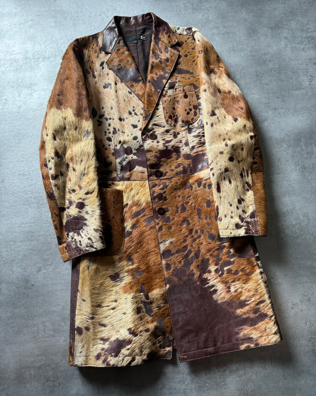 AW2004 Cavalli Brown Pony Hair Long Leather Jacket (M) - 7