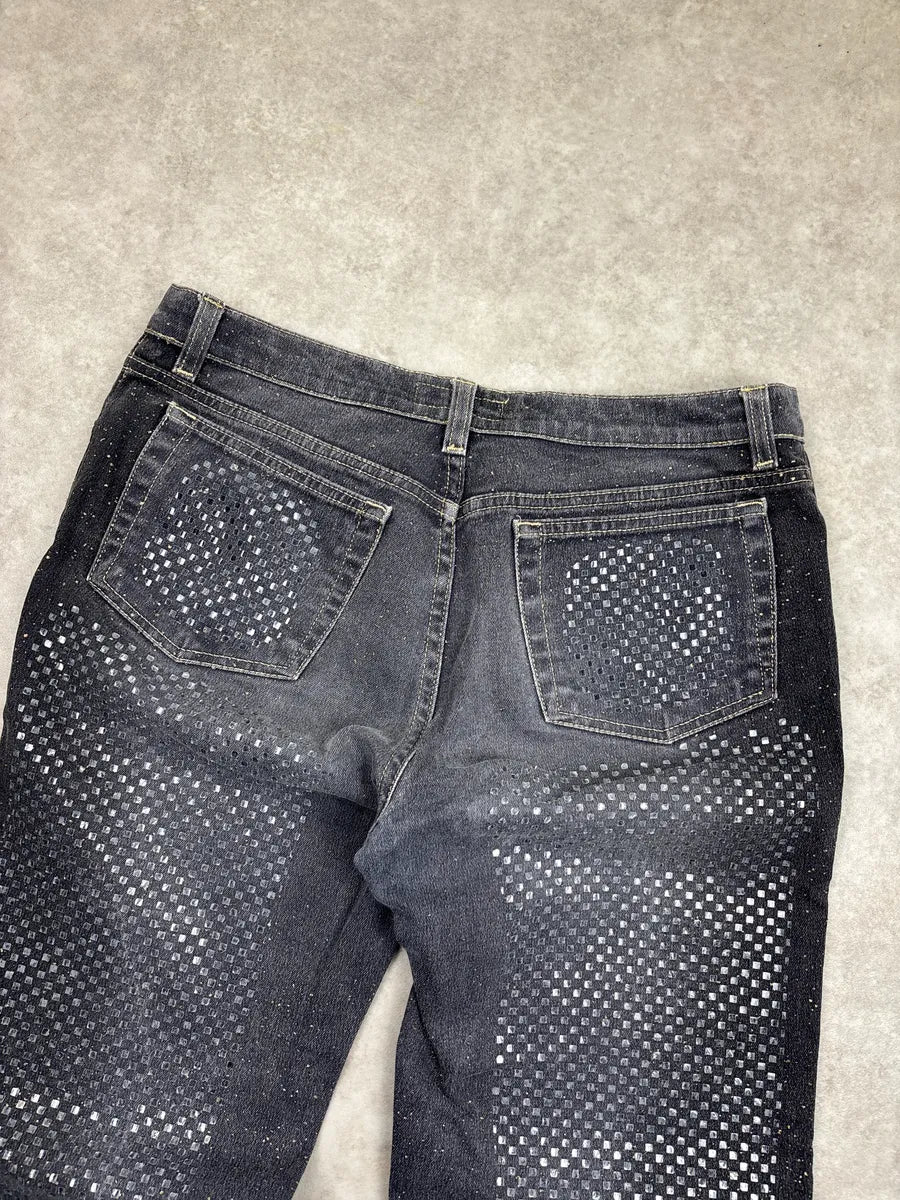 2000s Roberto Cavalli Grey Denim Checkerboard Raw Hem Jeans mYrkwPvq 7
