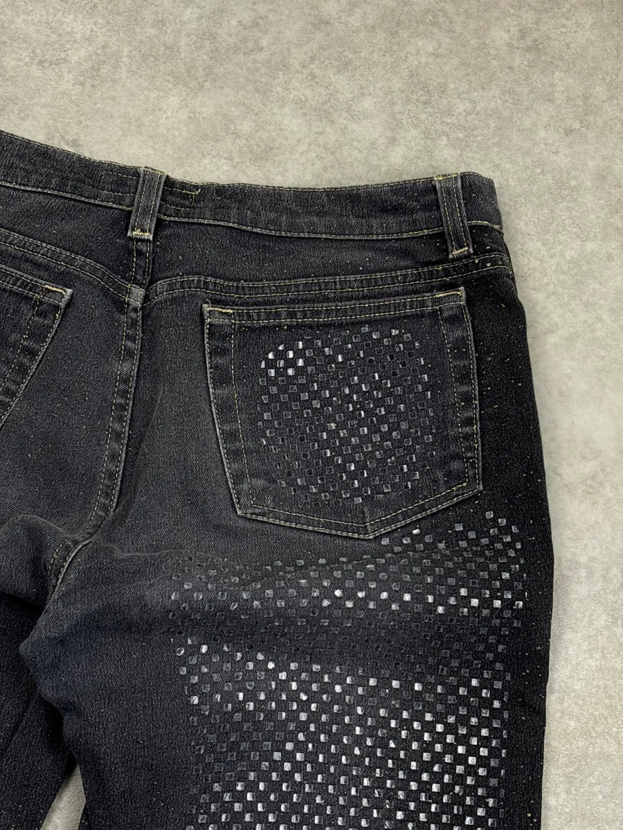 2000s Roberto Cavalli Grey Denim Checkerboard Raw Hem Jeans mYrkwPvq 8