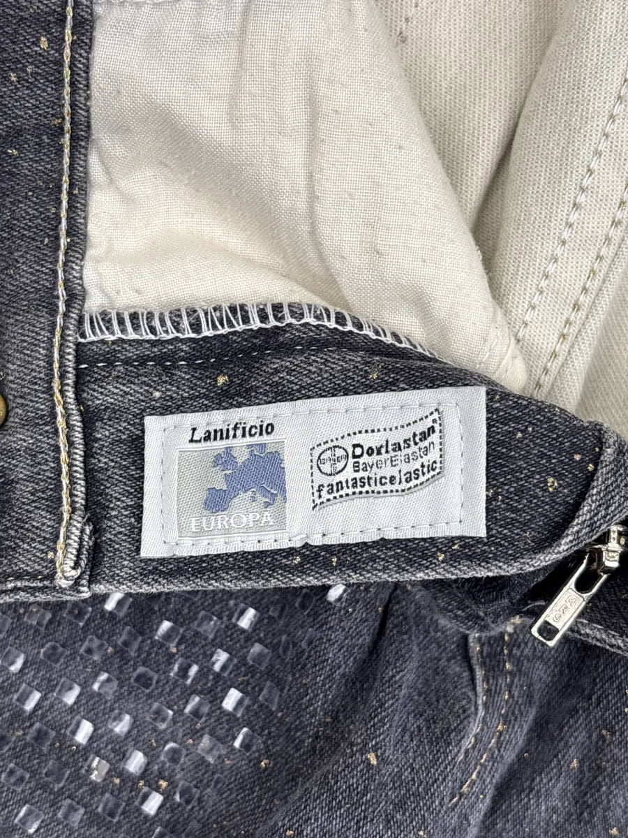 2000s Roberto Cavalli Grey Denim Checkerboard Raw Hem Jeans mYrkwPvq 11