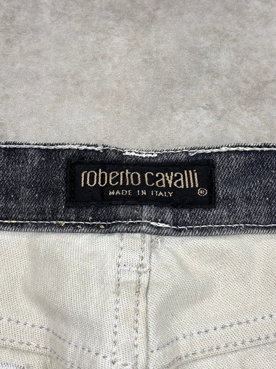 2000s Roberto Cavalli Grey Denim Checkerboard Raw Hem Jeans mYrkwPvq 12