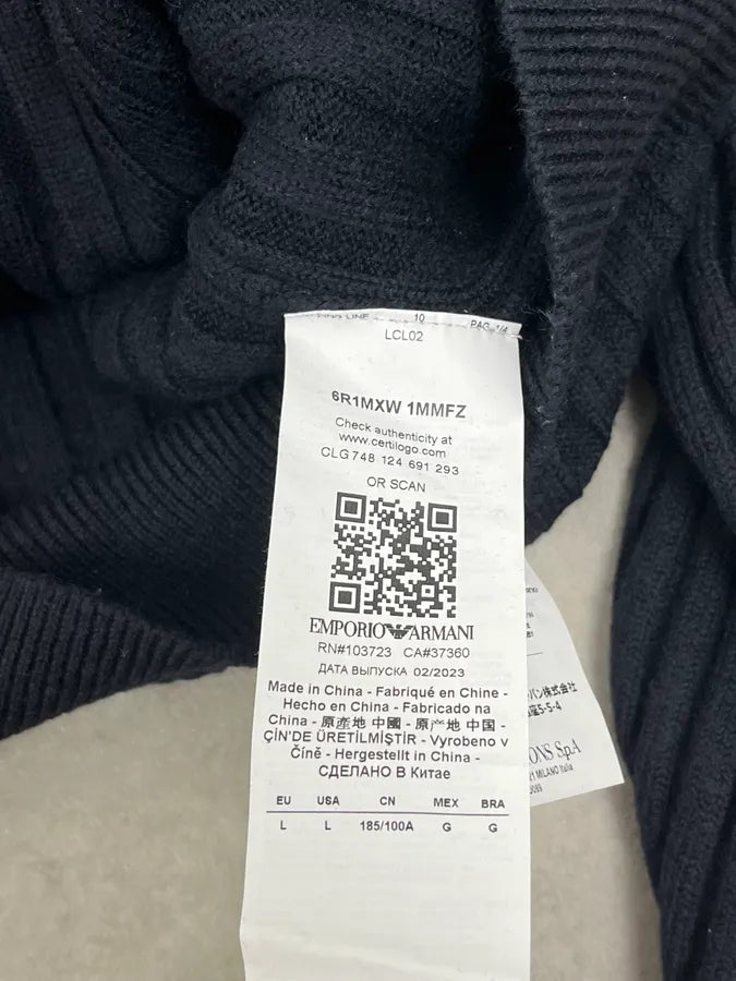 AW2023 Emporio Armani Circle Navy Wool Sweater vbEbQGX 9