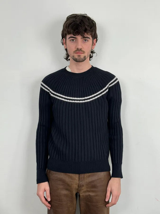 AW2023 Emporio Armani Circle Navy Wool Sweater vbEbQGX 1