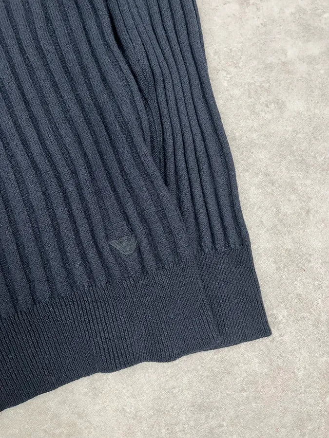AW2023 Emporio Armani Circle Navy Wool Sweater vbEbQGX 7