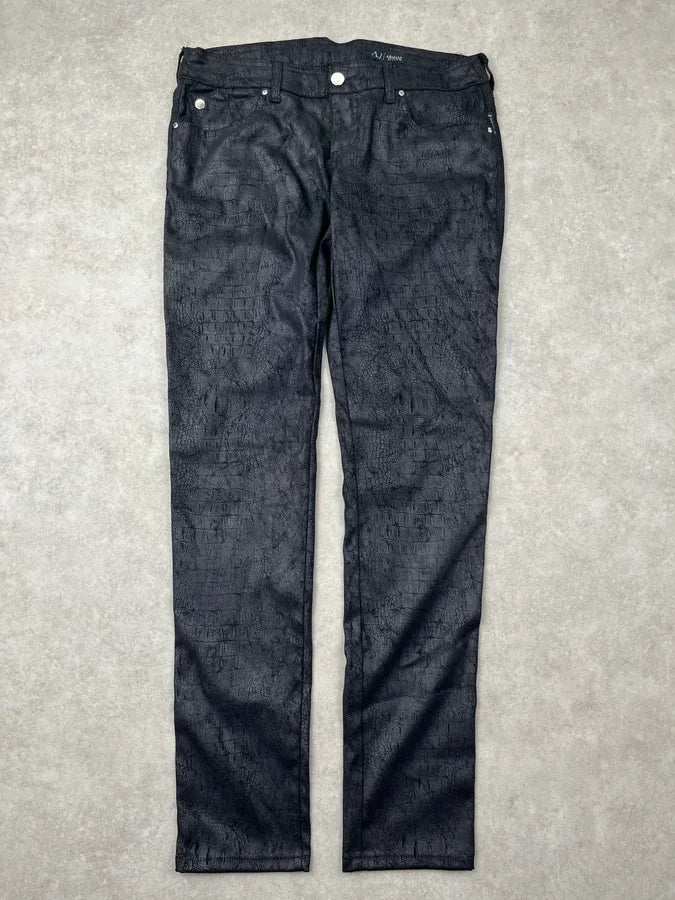 Armani Black Crocodile Print Skinny Pants WUitmbS 3