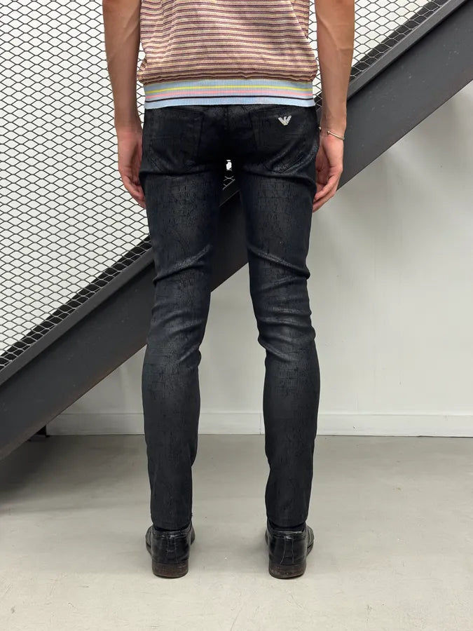 Armani Black Crocodile Print Skinny Pants WUitmbS 2