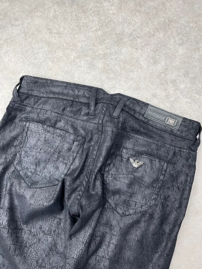 Armani Black Crocodile Print Skinny Pants WUitmbS 6