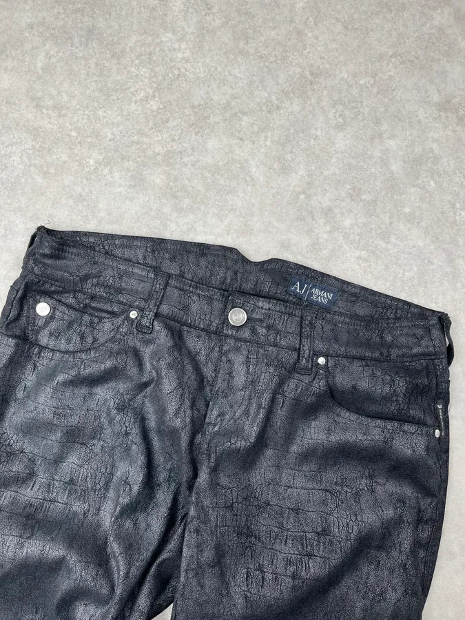 Armani Black Crocodile Print Skinny Pants WUitmbS 5
