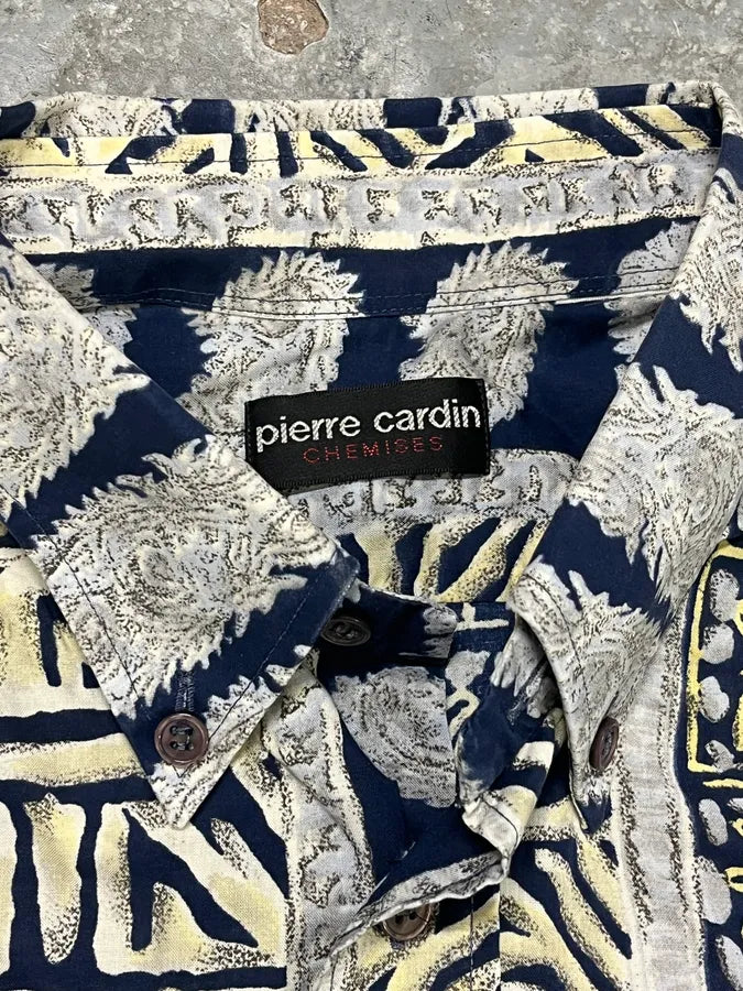 Pierre Cardin Abstract Fantasy White & Blue shirt  wOfzjHD 6
