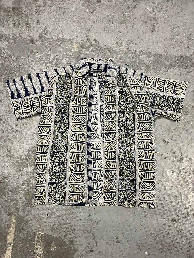 Pierre Cardin Abstract Fantasy White & Blue shirt  wOfzjHD 4