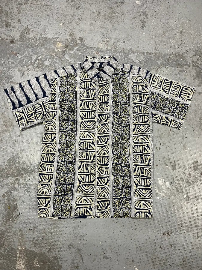 Pierre Cardin Abstract Fantasy White & Blue shirt  wOfzjHD 0