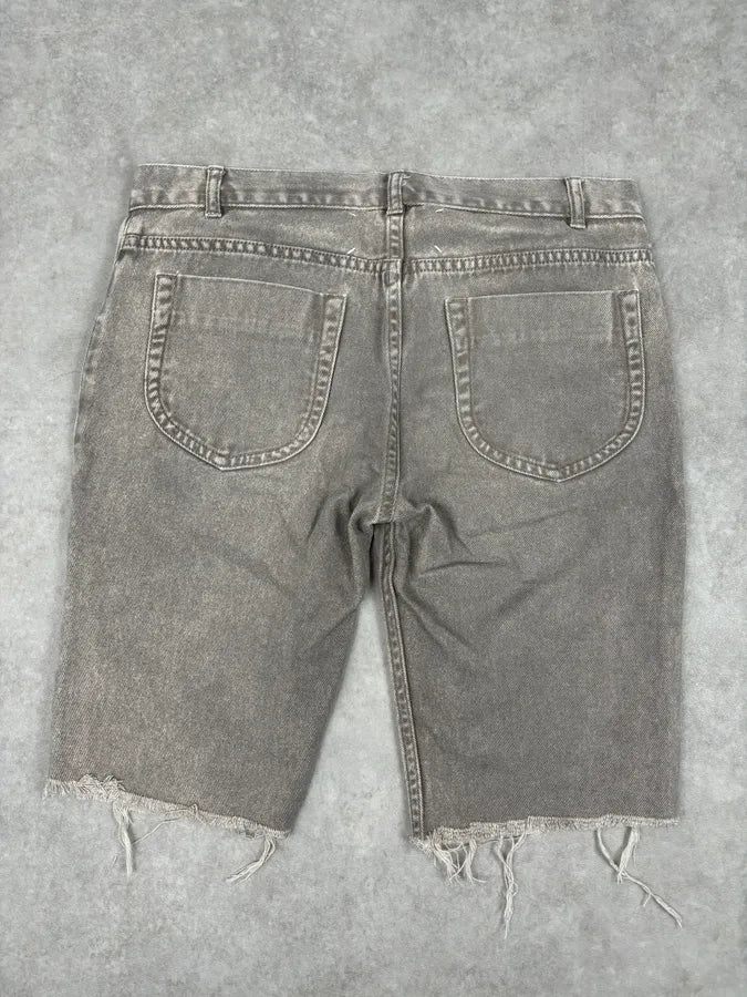 SS2012 Maison Margiela Beige Denim Signature Distressed Shorts MASnbXp 0