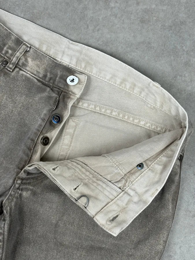 SS2012 Maison Margiela Beige Denim Signature Distressed Shorts MASnbXp 7