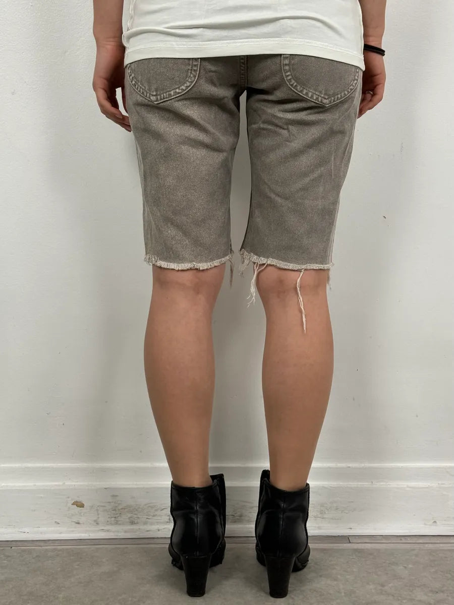 SS2012 Maison Margiela Beige Denim Signature Distressed Shorts MASnbXp 4