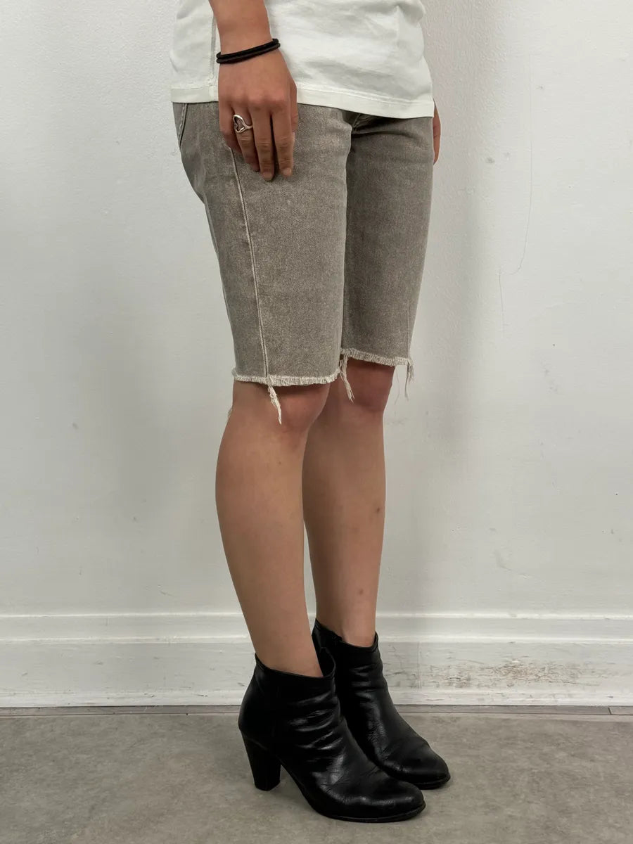 SS2012 Maison Margiela Beige Denim Signature Distressed Shorts MASnbXp 3