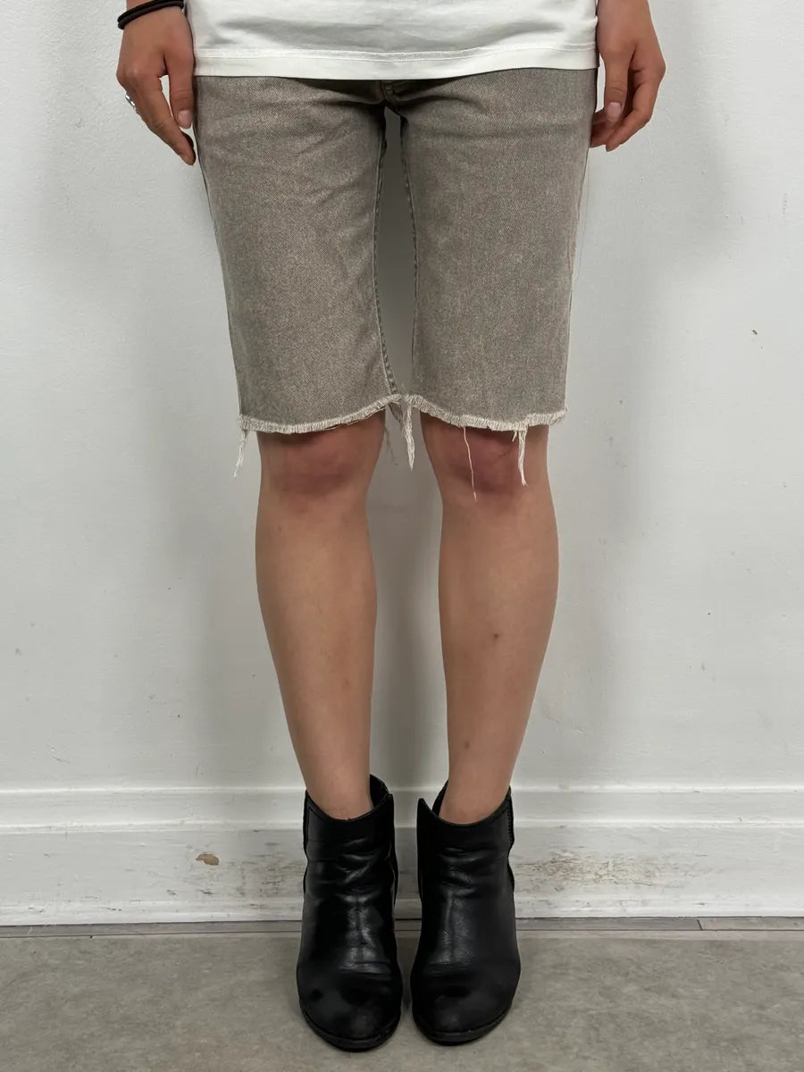 SS2012 Maison Margiela Beige Denim Signature Distressed Shorts MASnbXp 2
