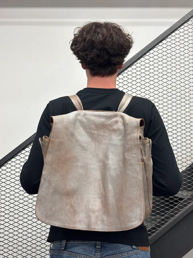 SS2013 Maison Margiela Beige Grey Eroded Leather Backpack LYDLCvS 2