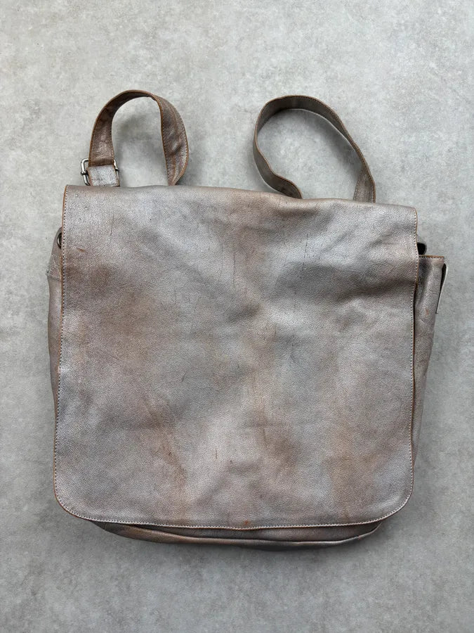 SS2013 Maison Margiela Beige Grey Eroded Leather Backpack LYDLCvS 0