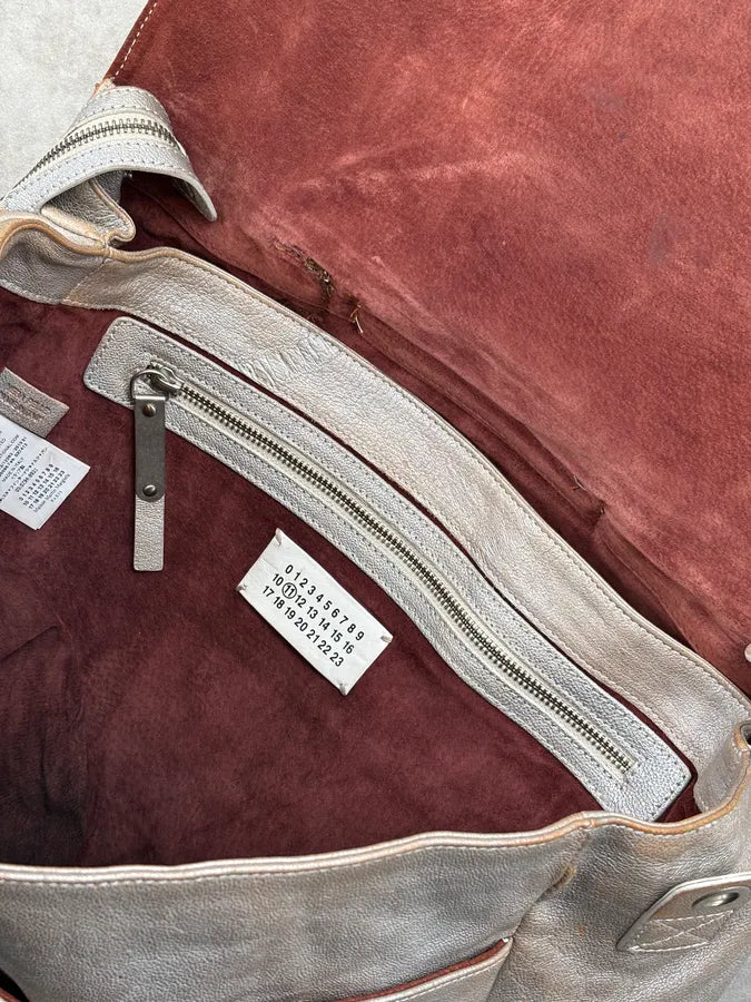 SS2013 Maison Margiela Beige Grey Eroded Leather Backpack LYDLCvS 8