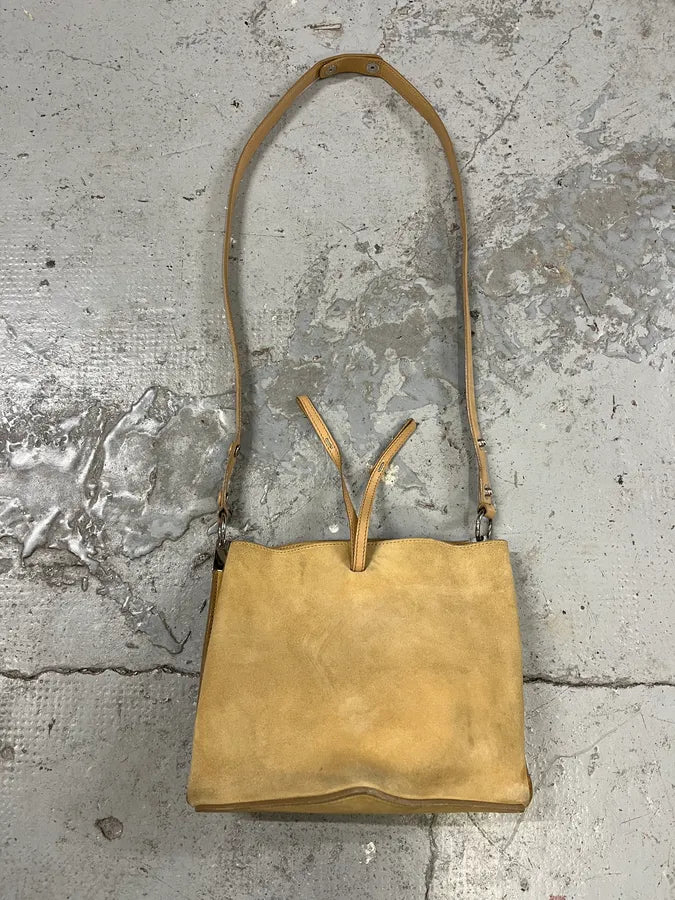 SS2015 Maison Margiela Beige Suede Leather Handle Bag RAEqbWk 0