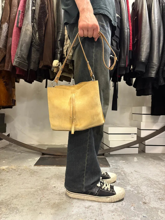 Maison Margiela Beige Suede Leather Handle Bag RAEqbWk 2