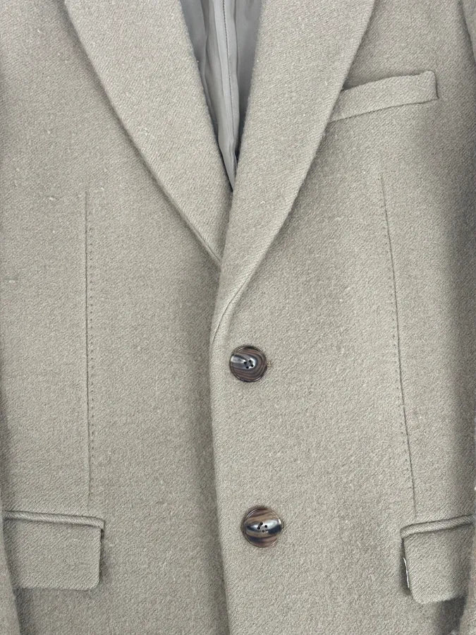AW2015 Maison Margiela Beige Wool Minimalist Coat JwctJVg 8