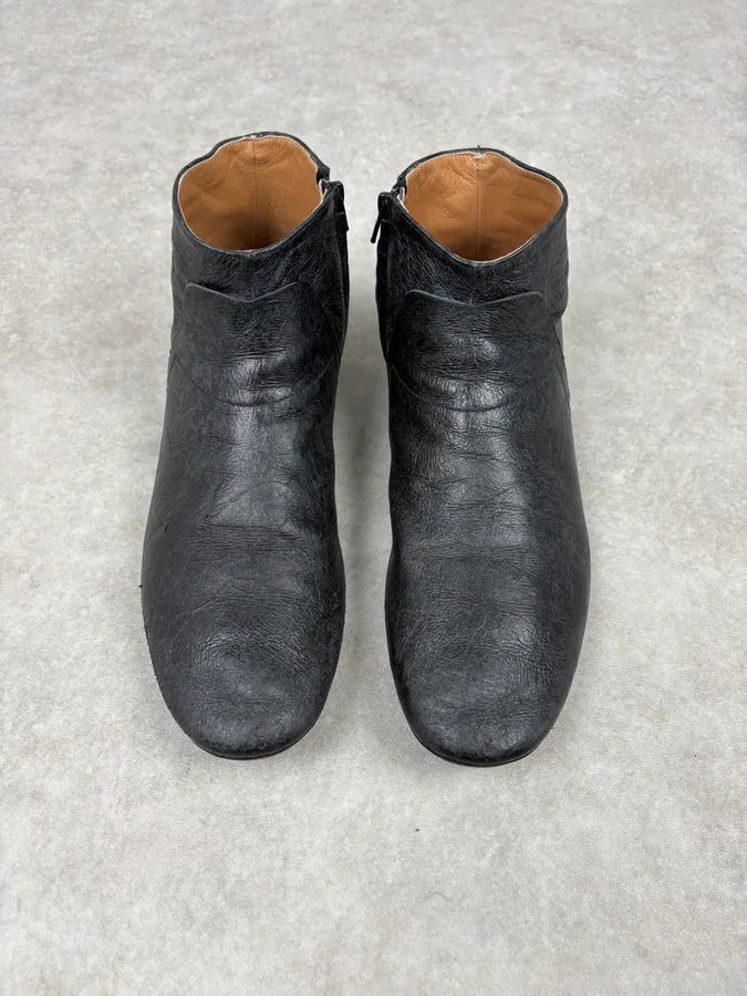 Maison Margiela Black Eroded Leather Boots eqXwdyl 1