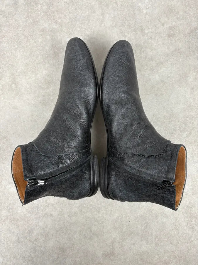 Maison Margiela Black Eroded Leather Boots eqXwdyl 3