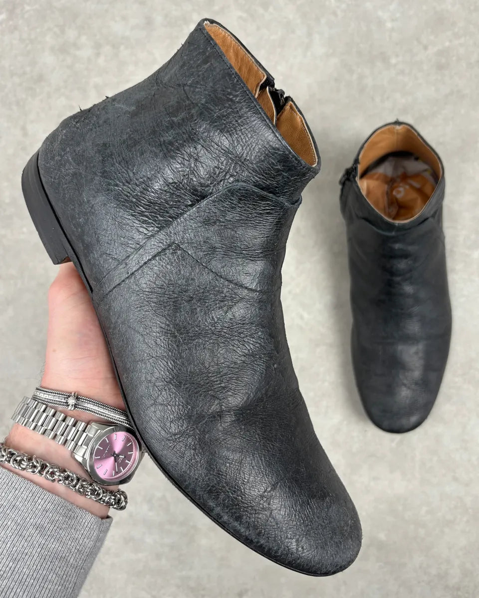 Maison Margiela Black Eroded Leather Boots eqXwdyl 0