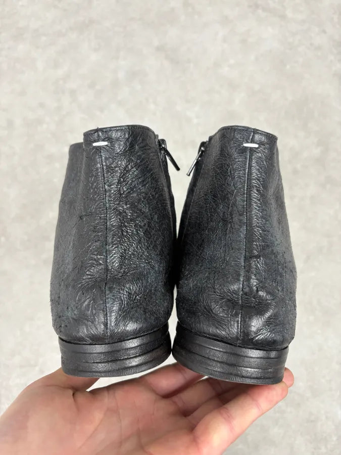 Maison Margiela Black Eroded Leather Boots eqXwdyl 6
