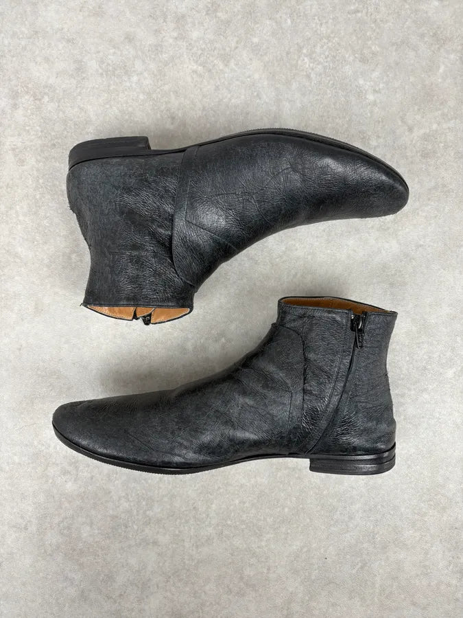 Maison Margiela Black Eroded Leather Boots eqXwdyl 2