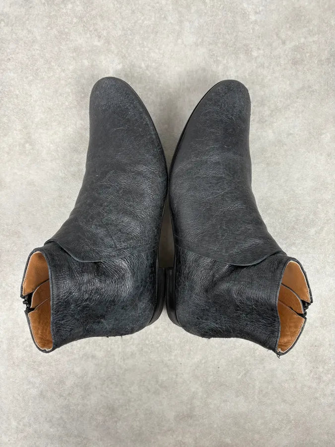 Maison Margiela Black Eroded Leather Boots eqXwdyl 4