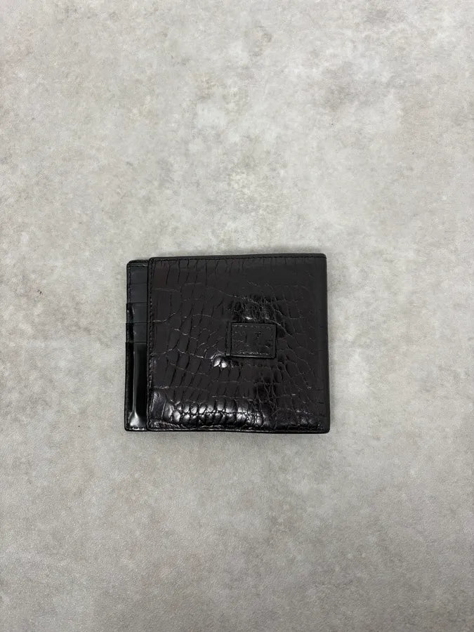 Maison Margiela Black Crocodile Effect Leather Wallet CFxdzNz 0