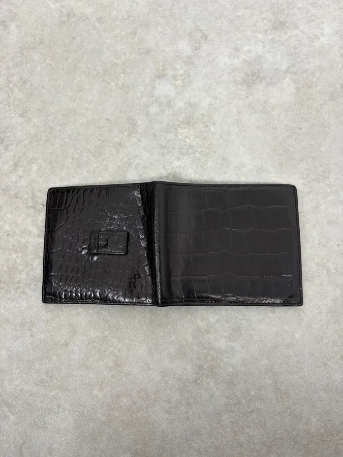 Maison Margiela Black Crocodile Effect Leather Wallet CFxdzNz 2