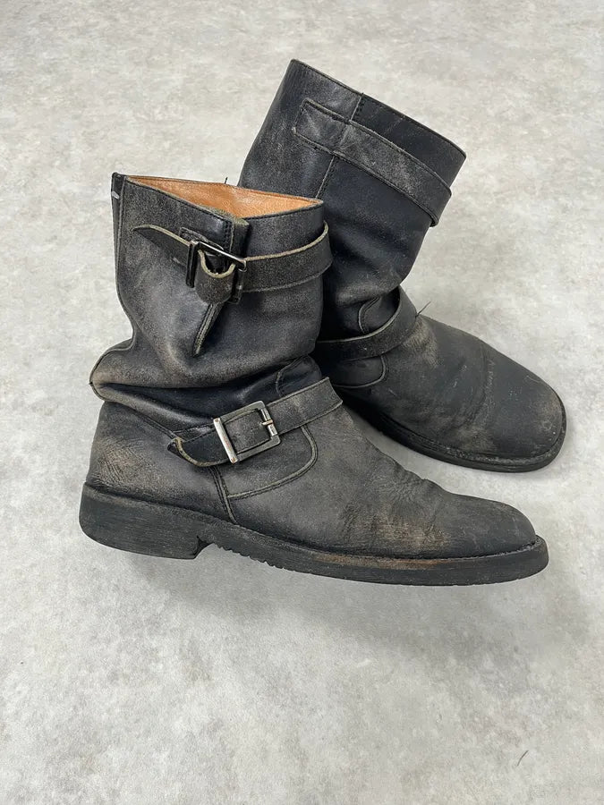 Maison Margiela Grey Eroded Leather Ankle Boots NzpcVRW 2