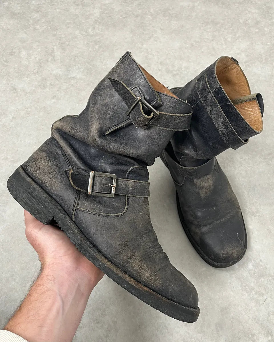 Maison Margiela Grey Eroded Leather Ankle Boots NzpcVRW 0