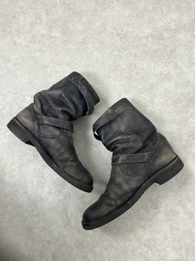 Maison Margiela Grey Eroded Leather Ankle Boots NzpcVRW 5