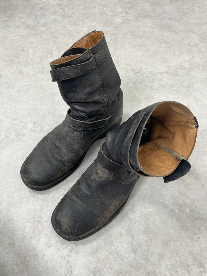 Maison Margiela Grey Eroded Leather Ankle Boots NzpcVRW 4