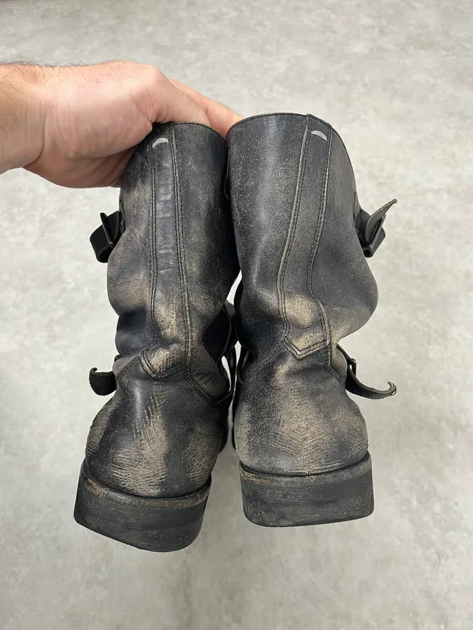 Maison Margiela Grey Eroded Leather Ankle Boots NzpcVRW 6