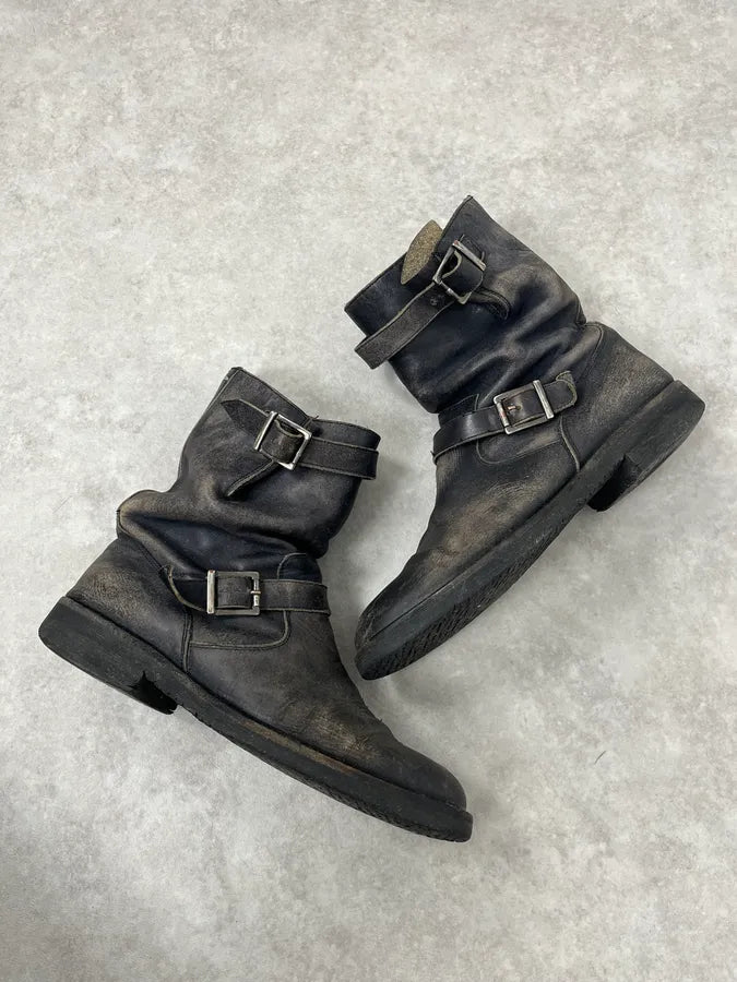 Maison Margiela Grey Eroded Leather Ankle Boots NzpcVRW 3