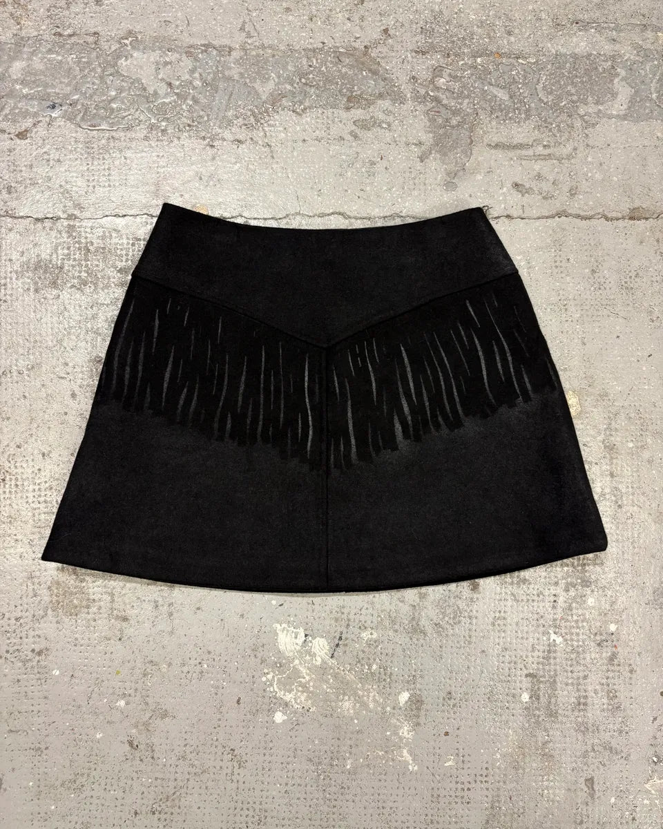 Maison Margiela Black Fringe Trompe L’oeil Skirt XnGiPuI 0