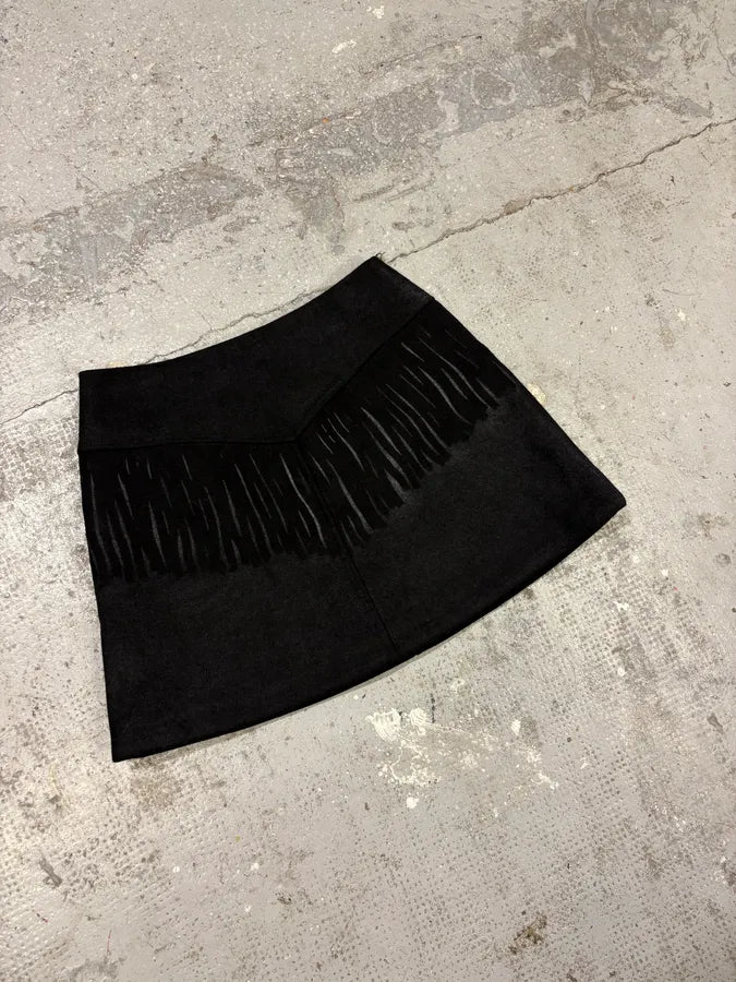 Maison Margiela Black Fringe Trompe L’oeil Skirt XnGiPuI 1
