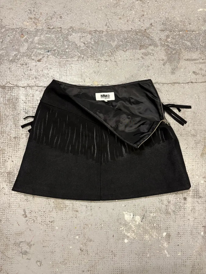 Maison Margiela Black Fringe Trompe L’oeil Skirt XnGiPuI 4