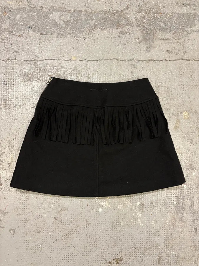 Maison Margiela Black Fringe Trompe L’oeil Skirt XnGiPuI 3