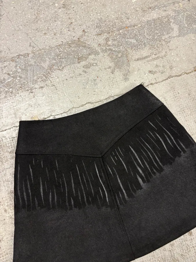 Maison Margiela Black Fringe Trompe L’oeil Skirt XnGiPuI 2