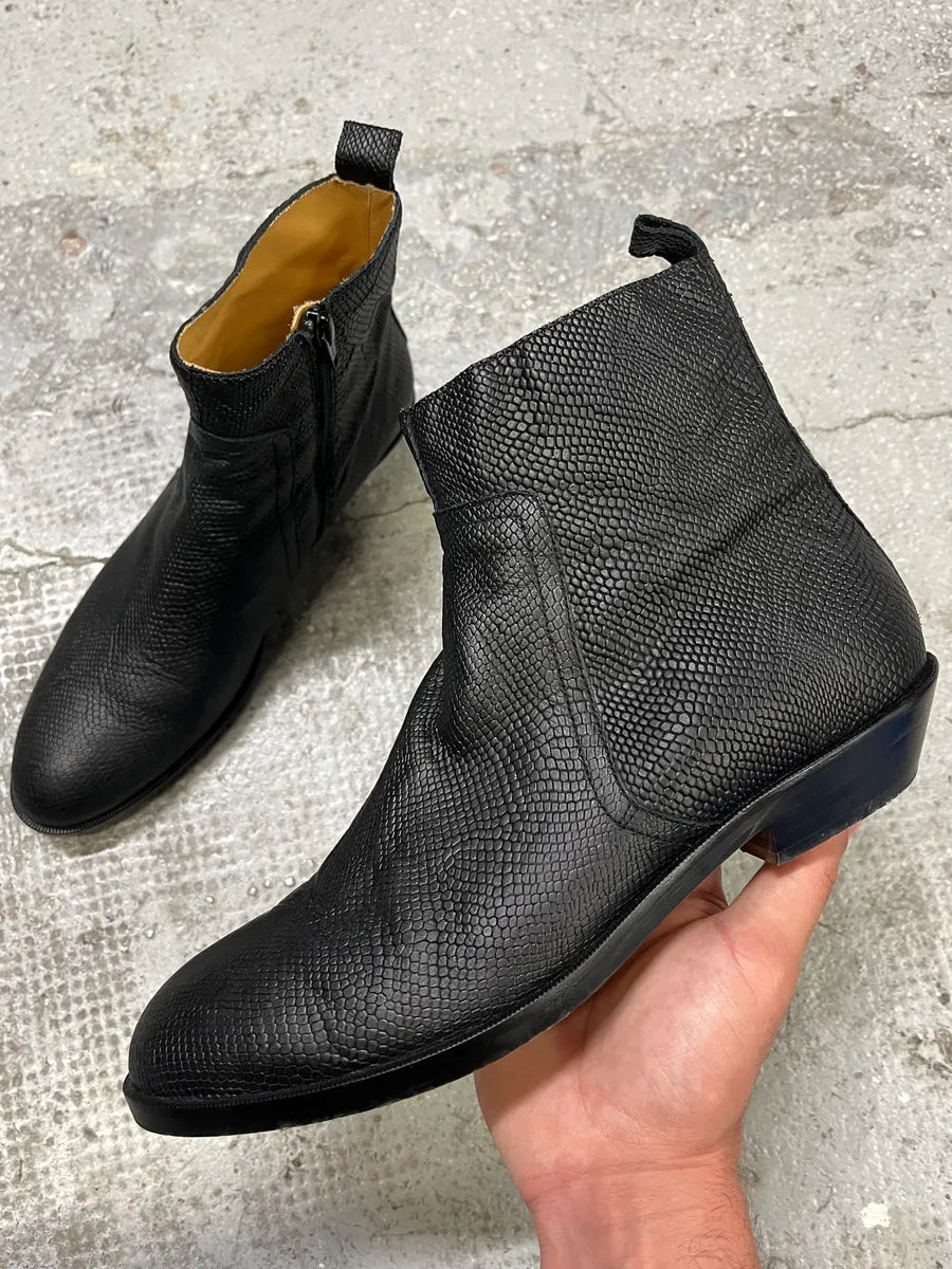 Maison Margiela Black Grained Leather Boots hyFBNzU 0