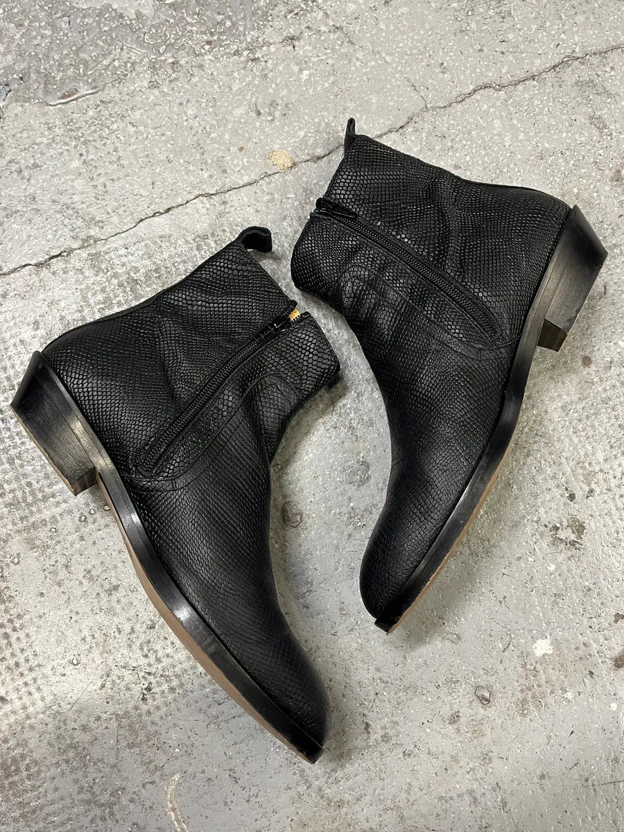 Maison Margiela Black Grained Leather Boots hyFBNzU 2