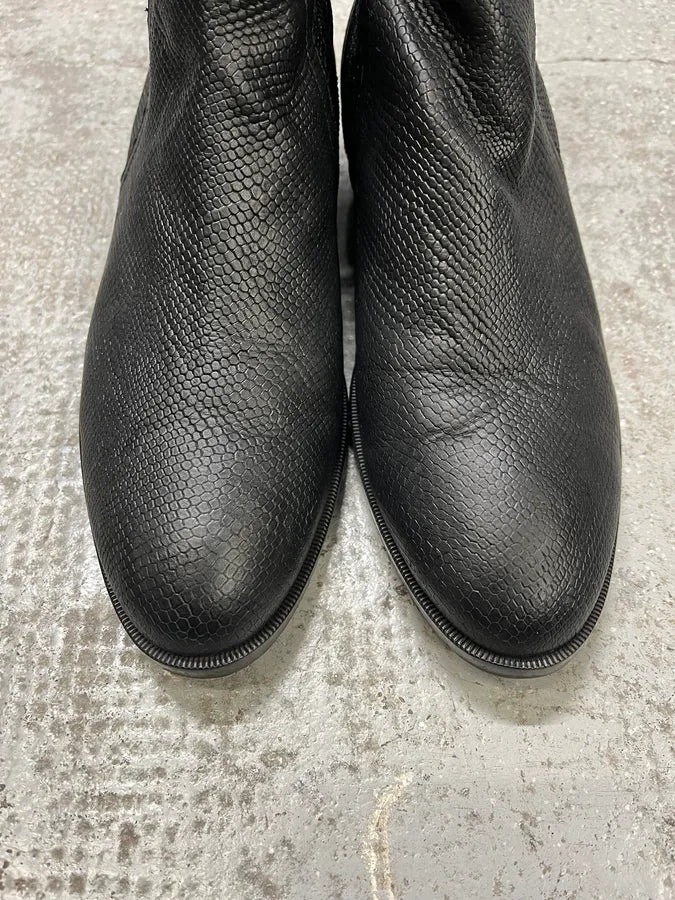 Maison Margiela Black Grained Leather Boots hyFBNzU 3