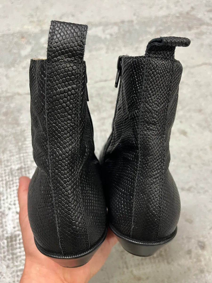 Maison Margiela Black Grained Leather Boots hyFBNzU 4