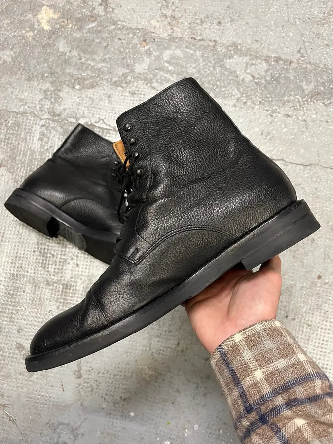Maison Margiela Black High Combat Leather Boits (42eu/us8.5) IulvdJJ 0